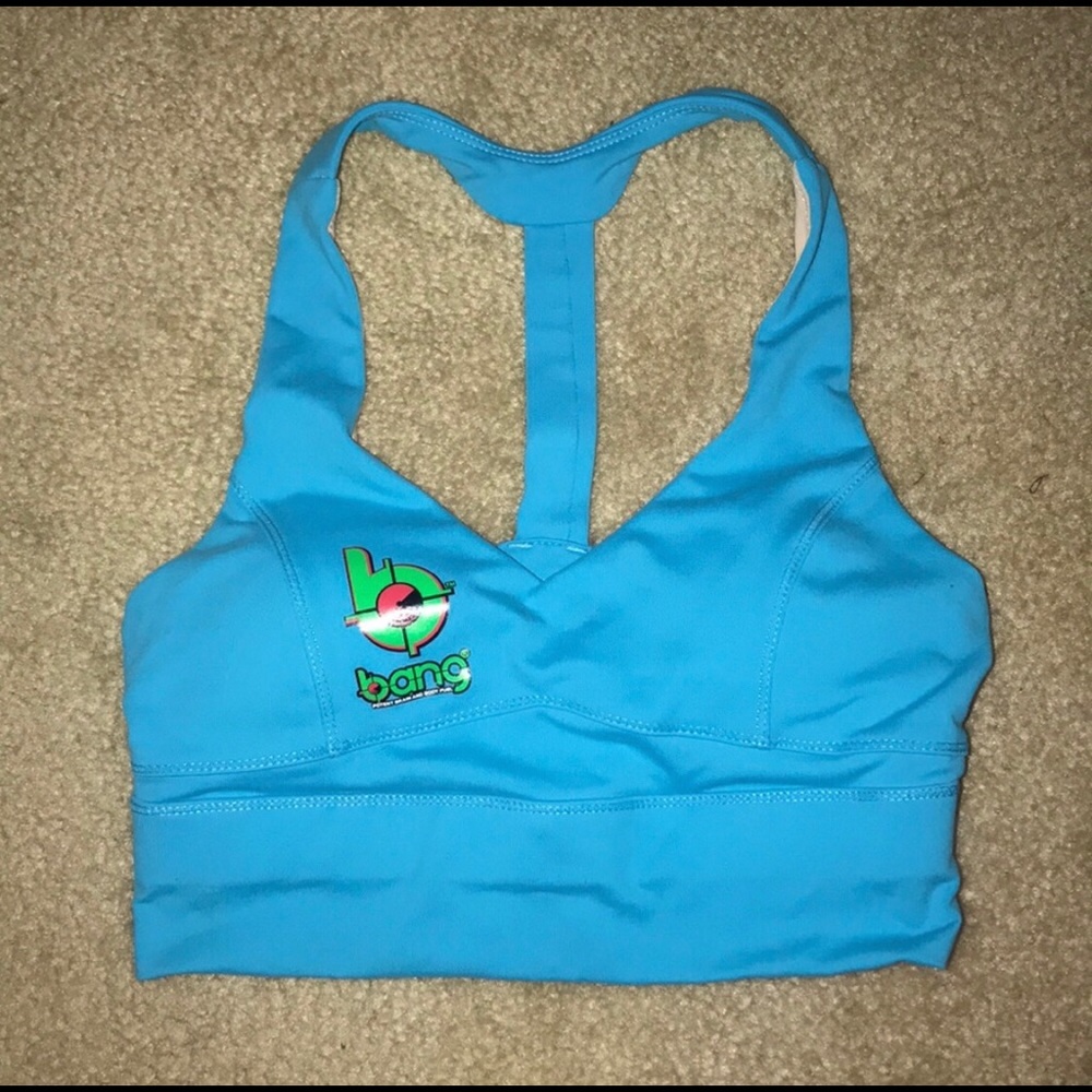 Blue bang energy padded sports bra (small)